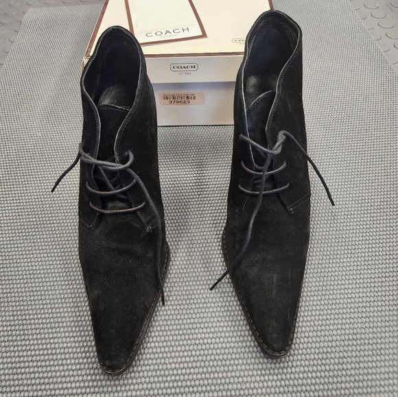 Coach black suede lace up booties - Picture 4 of 8